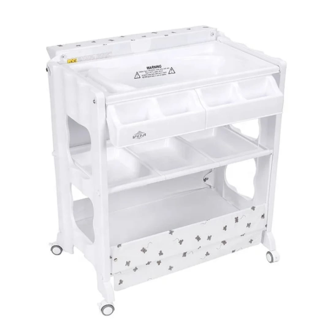 Generic Baby Bath Station with Removable Bathtub & Waterproof Changing Mat – Paris Theme Design (Newborn to 2 Years)
