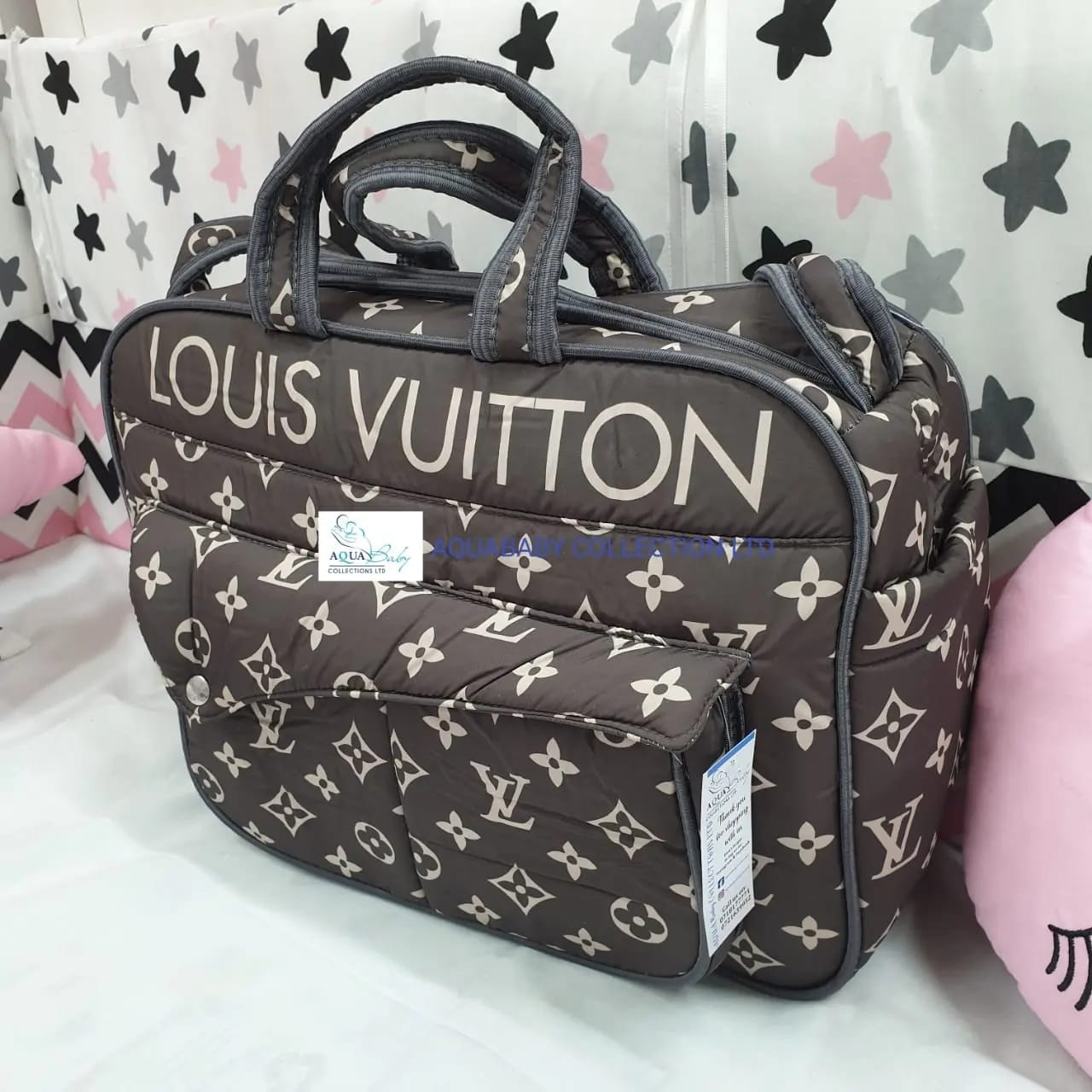 Luxury Monogram Multi-Pocket Baby Changing Bag – Stylish Diaper & Travel Organizer Bag