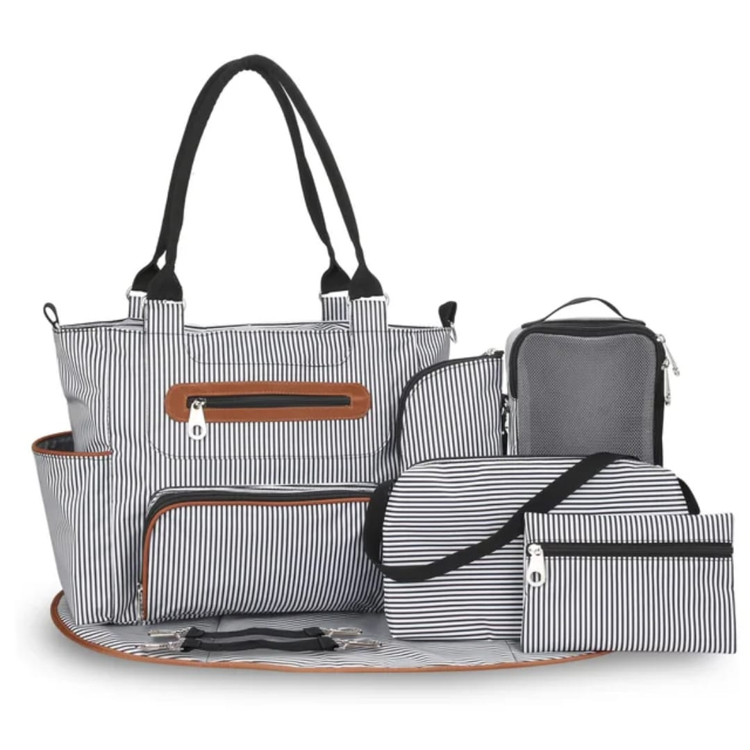5-in-1 Premium Diaper Bag Set with Changing Pad & Multi-Pouch Organizer