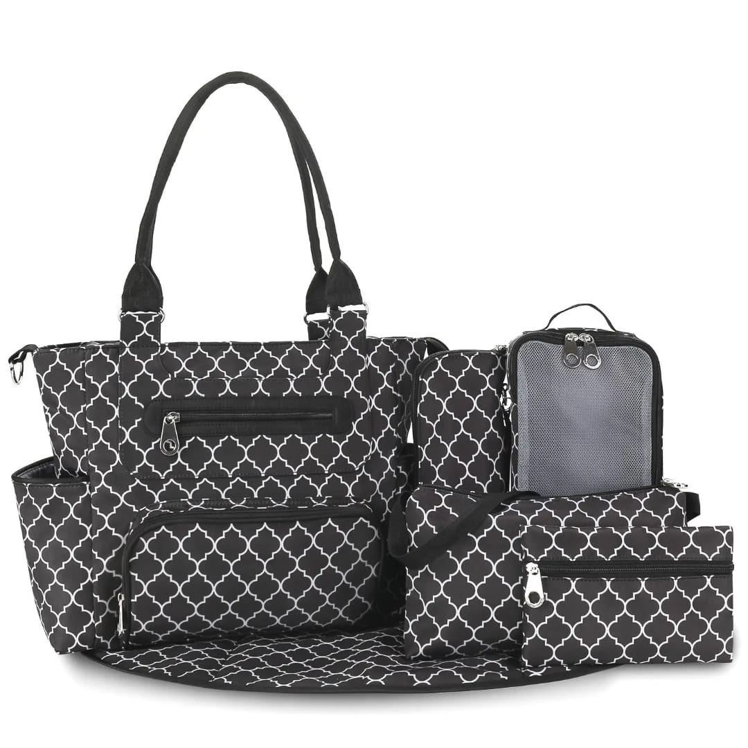 5-in-1 Premium Diaper Bag Set with Changing Pad & Multi-Pouch Organizer