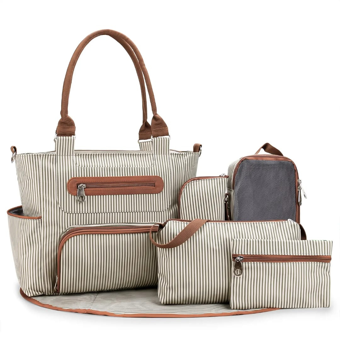 5-in-1 Premium Diaper Bag Set with Changing Pad & Multi-Pouch Organizer