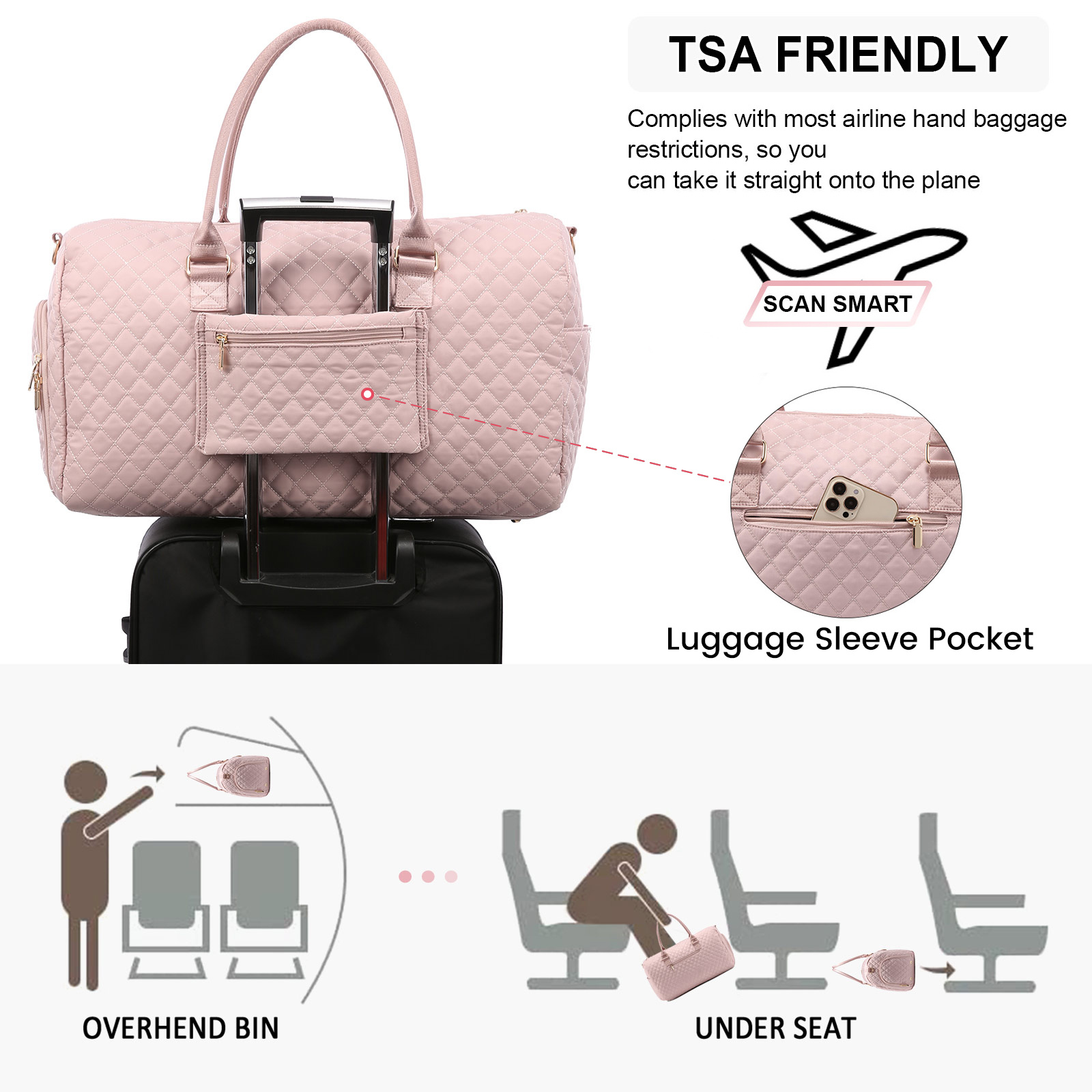 Quilted LOVEVOOK Travel Duffle Bag with Shoe Compartment & Wet Pocket – Diaper Bag Organizer