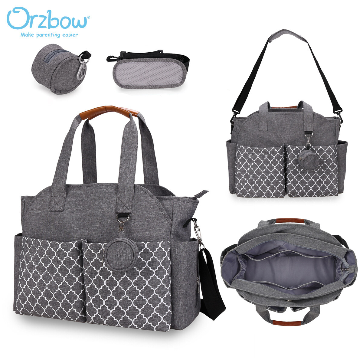 Little Story Signature Multi-Compartment Diaper Bag Tote