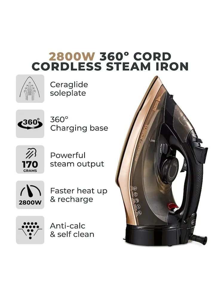 Tower Ceraglide 360 Cordless Steam Iron 2800W with Ceramic Soleplate