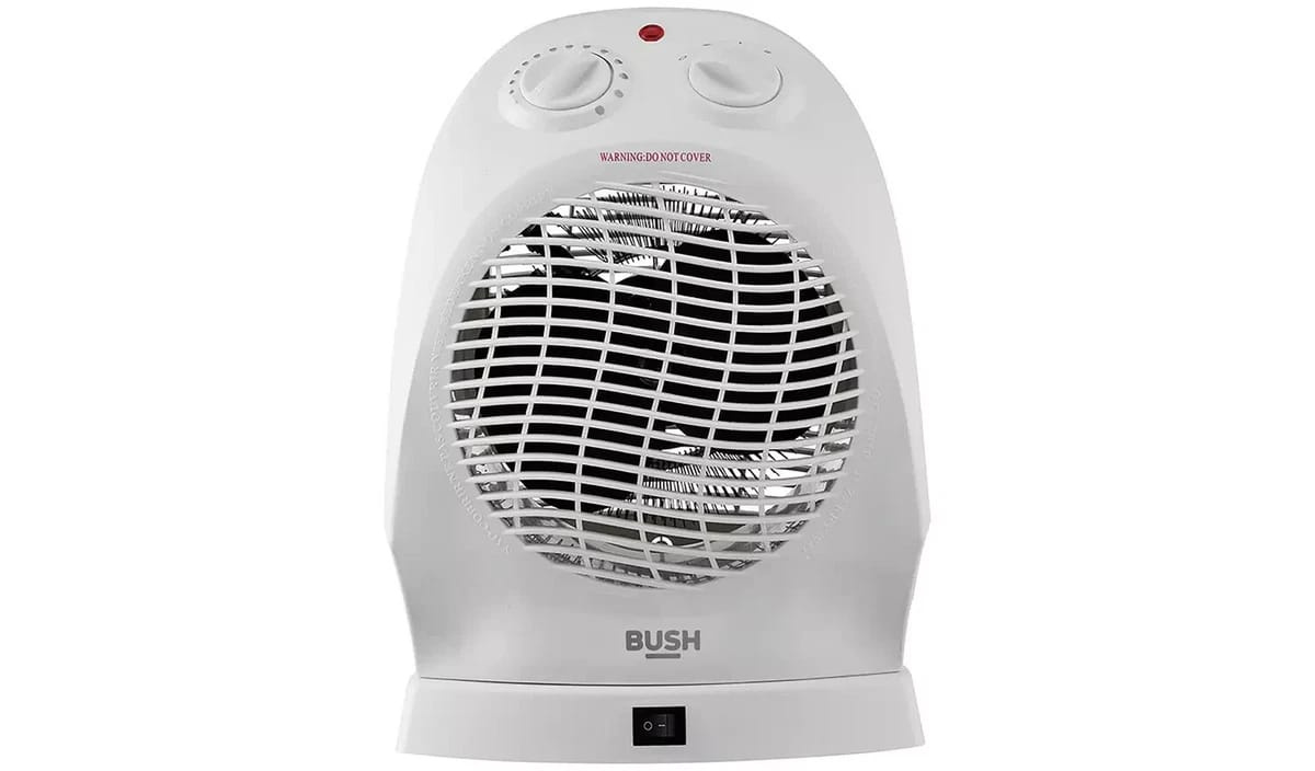 Bush 2.4kW Upright Fan Heater – Oscillating Electric Heater with Thermostat