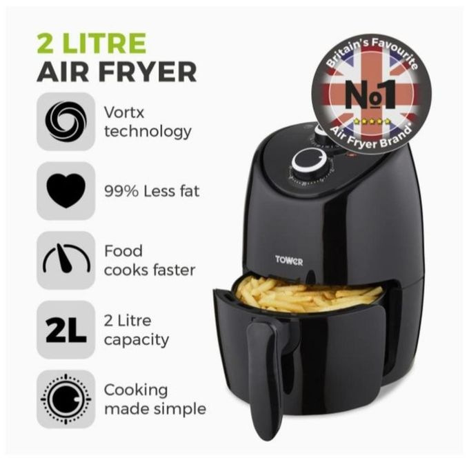 Tower Vortx 2L Manual Air Fryer T17087 – Compact Oil-Free Air Fryer