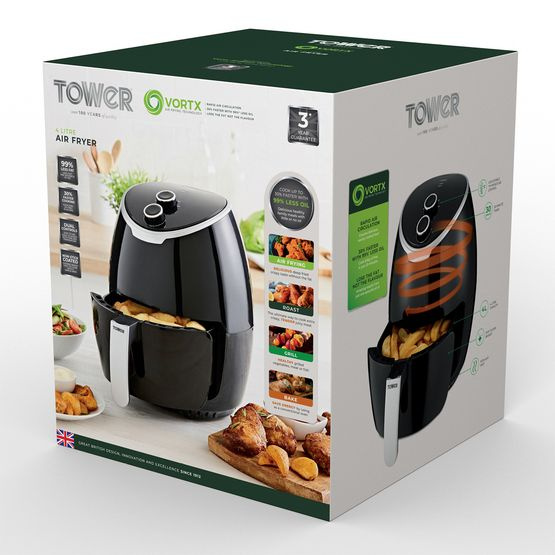 Tower Vortx 4L Manual Air Fryer – Healthy Oil-Free Cooking Appliance