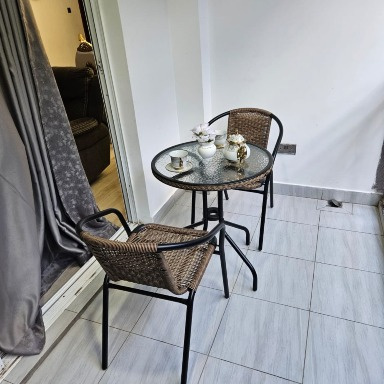 2 Seater Rattan Bistro Set with Glass Top Table & Wicker Chairs