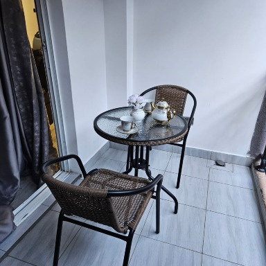 2 Seater Rattan Bistro Set with Glass Top Table & Wicker Chairs