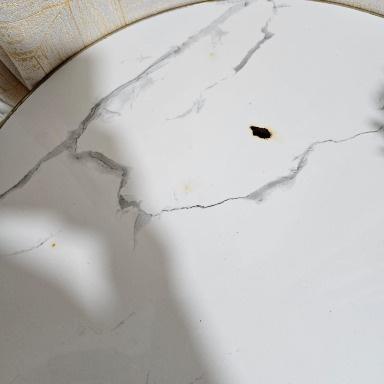2-Seater White Marble Dining Table Set with Gold Legs & Mesh Chairs