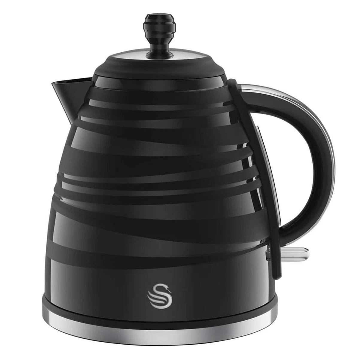 Swan Symphony 1.7L Jug Kettle Black – 3000W Rapid Boil Cordless Kettle