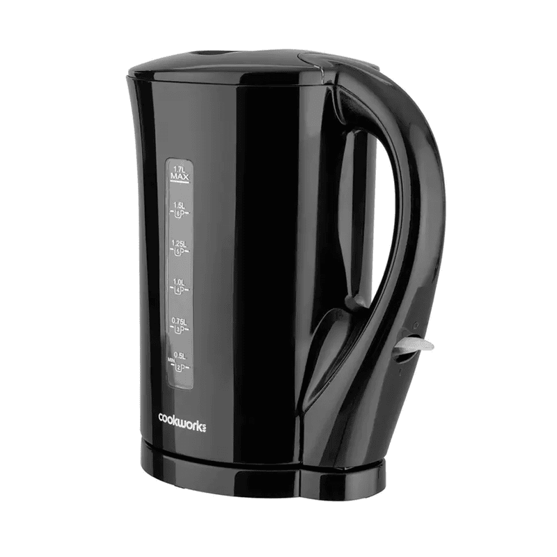 Cookworks 1.7L Plastic Kettle Black – Fast Boil Cordless Electric Kettle