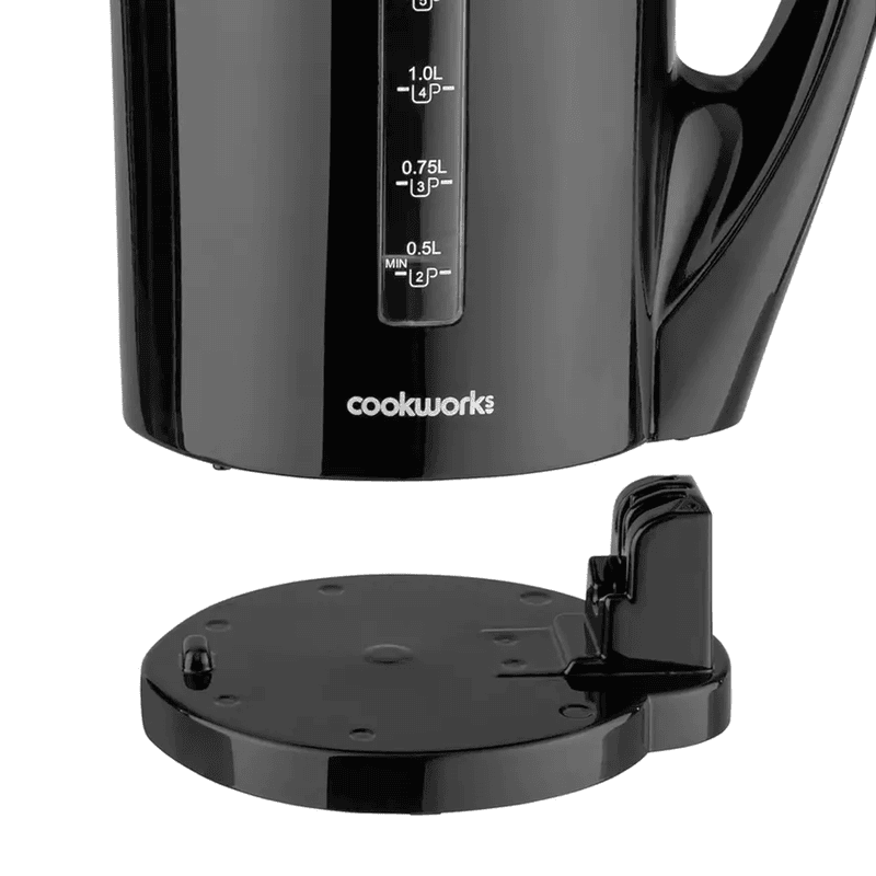 Cookworks 1.7L Plastic Kettle Black – Fast Boil Cordless Electric Kettle