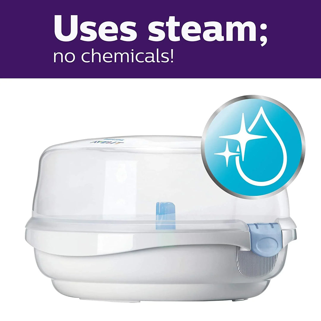 Philips Avent Microwave Steam Sterilizer – 4 Bottle Capacity, 2-Minute Sterilization