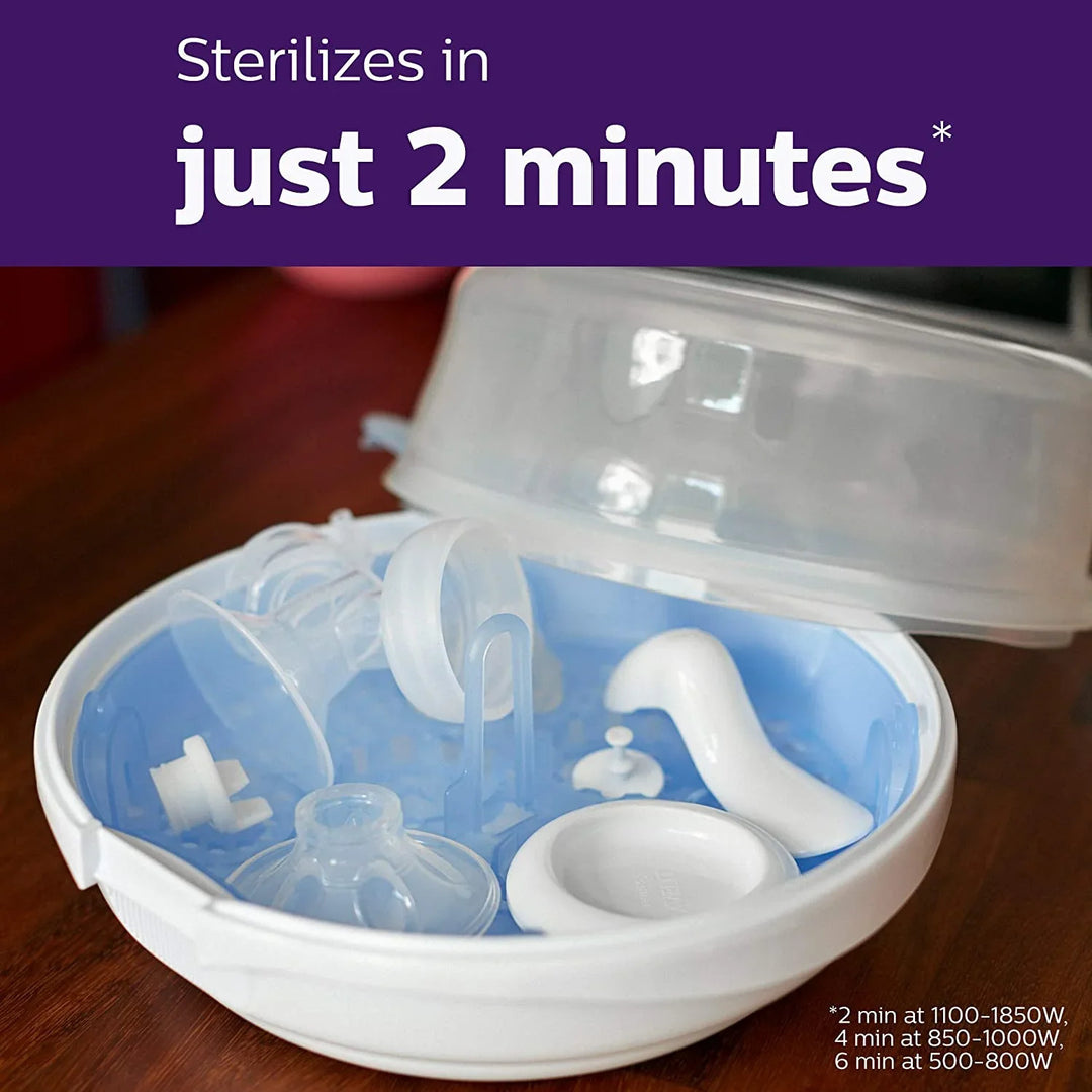 Philips Avent Microwave Steam Sterilizer – 4 Bottle Capacity, 2-Minute Sterilization
