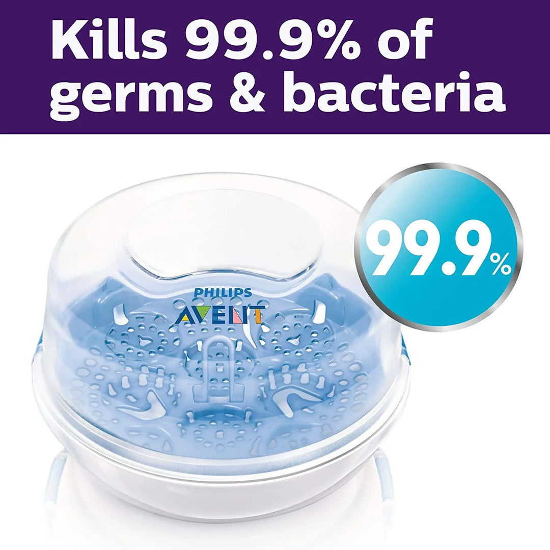Philips Avent Microwave Steam Sterilizer – 4 Bottle Capacity, 2-Minute Sterilization