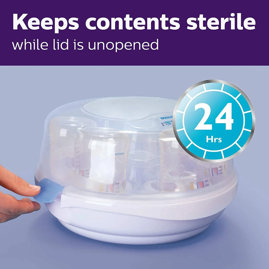 Philips Avent Microwave Steam Sterilizer – 4 Bottle Capacity, 2-Minute Sterilization