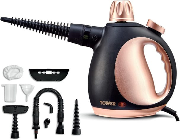 Tower T134000BLG Handheld Steam Cleaner 1050W Fast Heat-Up Black & Rose Gold