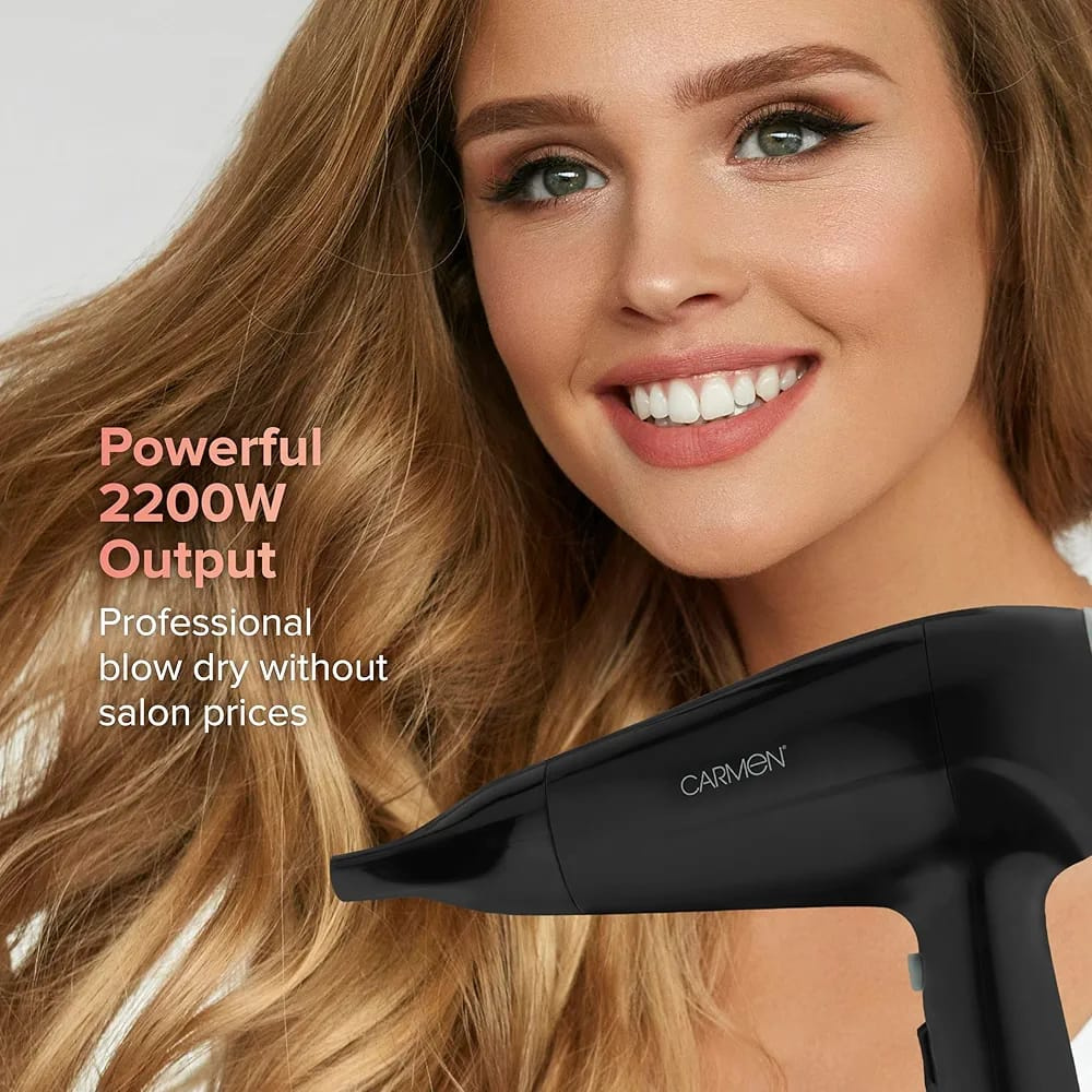 Carmen Essential Series 2200W Hair Dryer – Fast Drying, Cool Shot, 3 Heat Settings