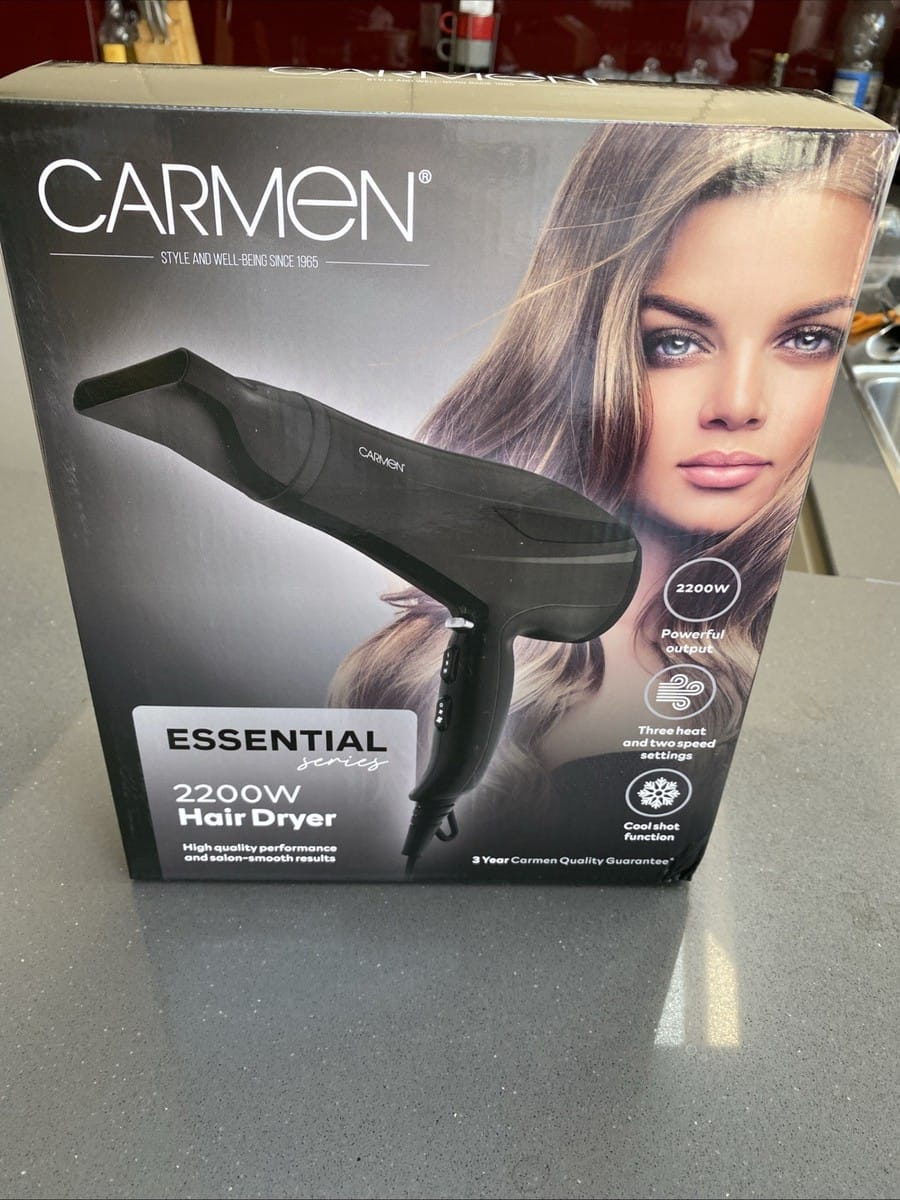 Carmen Essential Series 2200W Hair Dryer – Fast Drying, Cool Shot, 3 Heat Settings