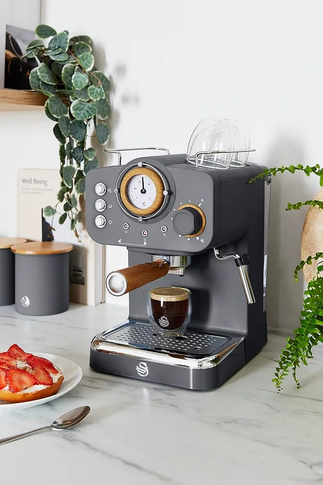 Swan Nordic Espresso Coffee Machine Slate Grey – 15 Bar Pump