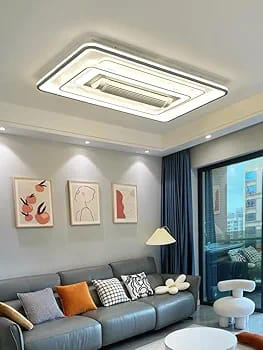 Stylish Bladeless LED Ceiling Fan Chandelier | Flush Mount Cassette Fandelier with Remote