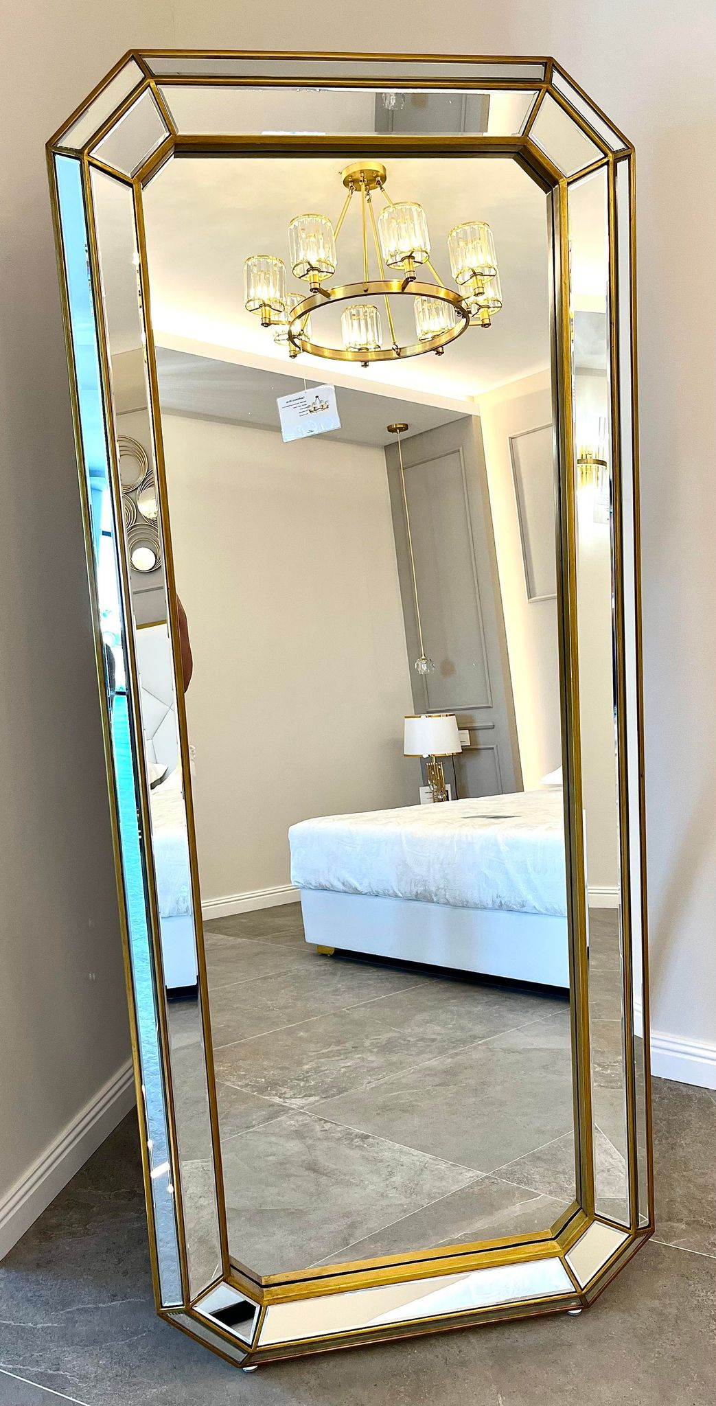 Hanah Home Carlos Gold Full-Length Leaner Mirror – Modern Floor Mirror