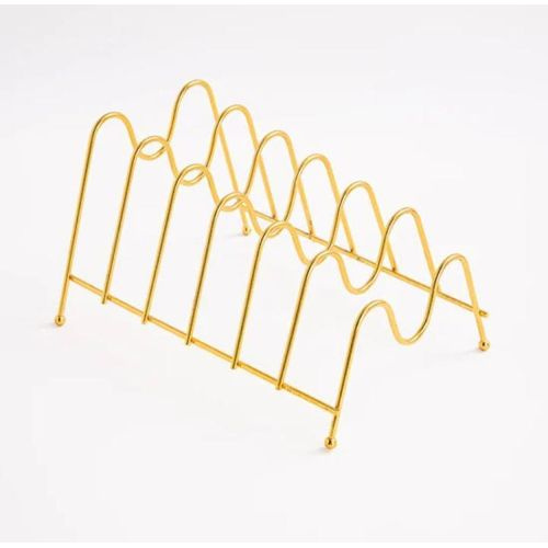Gold-Plated Plate Holder Rack Organizer – Stainless Steel Dish & Lid Storage