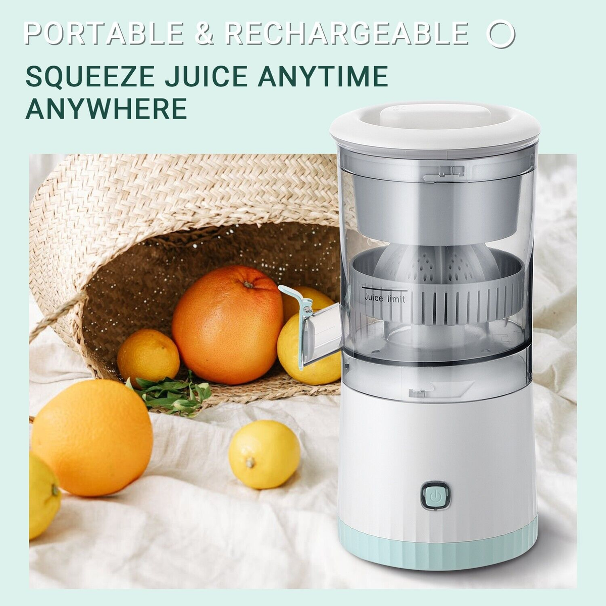 Portable USB Rechargeable Electric Citrus Juicer – 500ml Automatic Orange & Lemon Juicer
