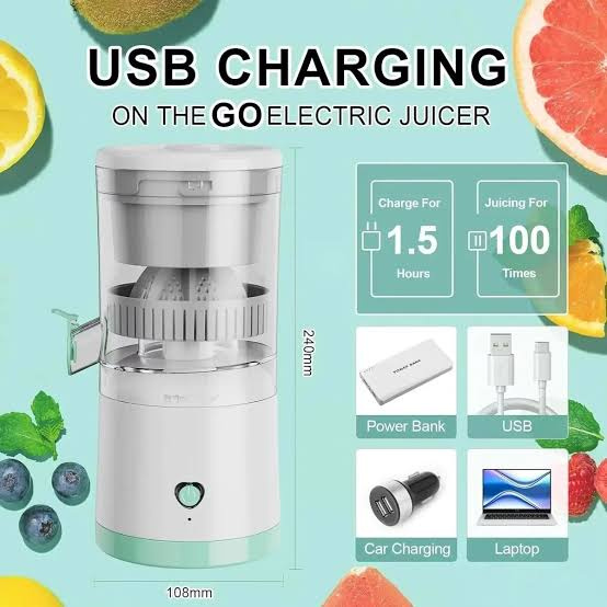 Portable USB Rechargeable Electric Citrus Juicer – 500ml Automatic Orange & Lemon Juicer
