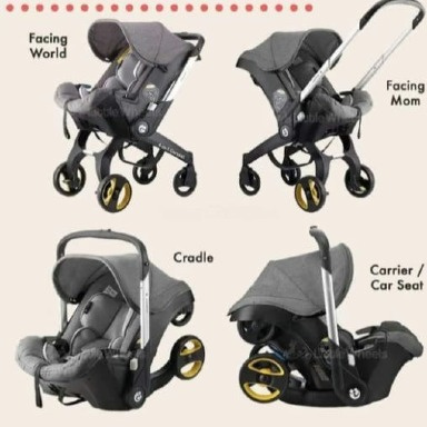 4-in-1 Racing Baby Stroller Travel System with Infant Car Seat, Carrycot & Rocker – Green, Black & Grey | LuxeHomeHub Kenya