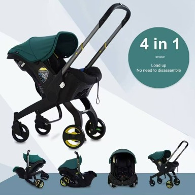 4-in-1 Racing Baby Stroller Travel System with Infant Car Seat, Carrycot & Rocker – Green, Black & Grey | LuxeHomeHub Kenya