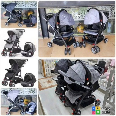 Mamakids K98 2-in-1 Baby Stroller & Car Seat Travel System – Gray & Black