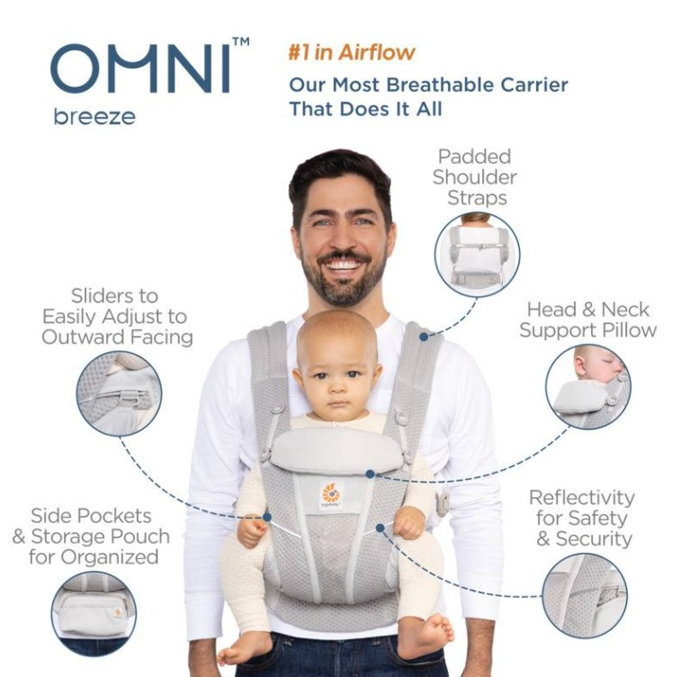 Ergobaby Omni Breeze SoftFlex Mesh Baby Carrier – Pearl Grey
