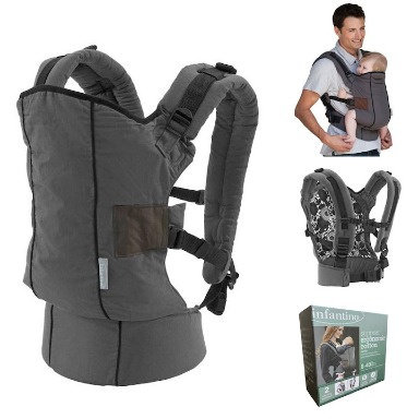 Infantino Ergonomic Cotton Baby Carrier – Brown | Soft & Breathable Support Carrier