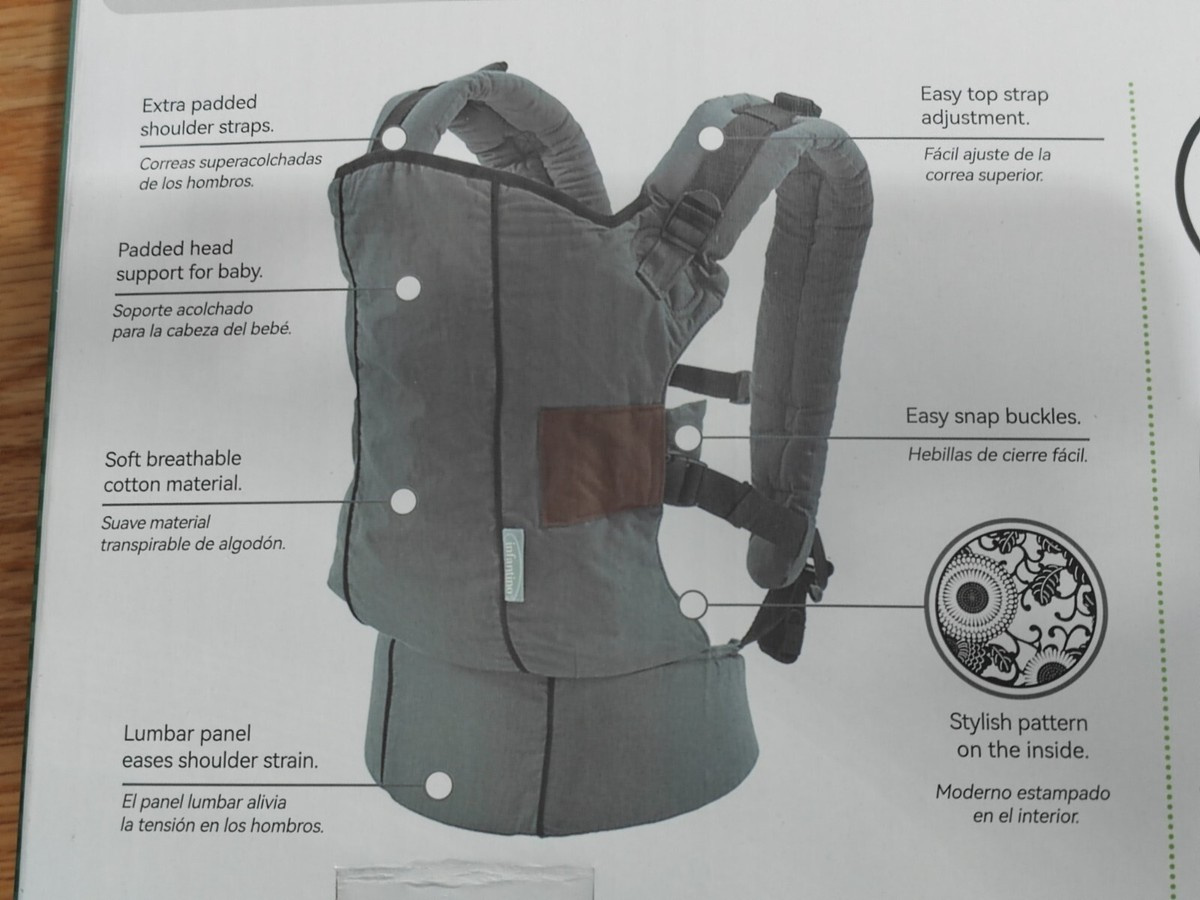 Infantino Ergonomic Cotton Baby Carrier – Brown | Soft & Breathable Support Carrier