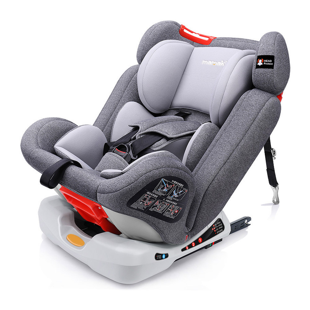 MamaKids Classy 360° Isofix Car Seat (0–36kg) – Reclining Convertible Baby Car Seat | Gray & Black