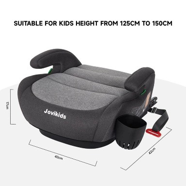Jovikids OHHO+ I-Size ISOFIX Booster Car Seat – Gray (125–150cm / 6–12 Years)