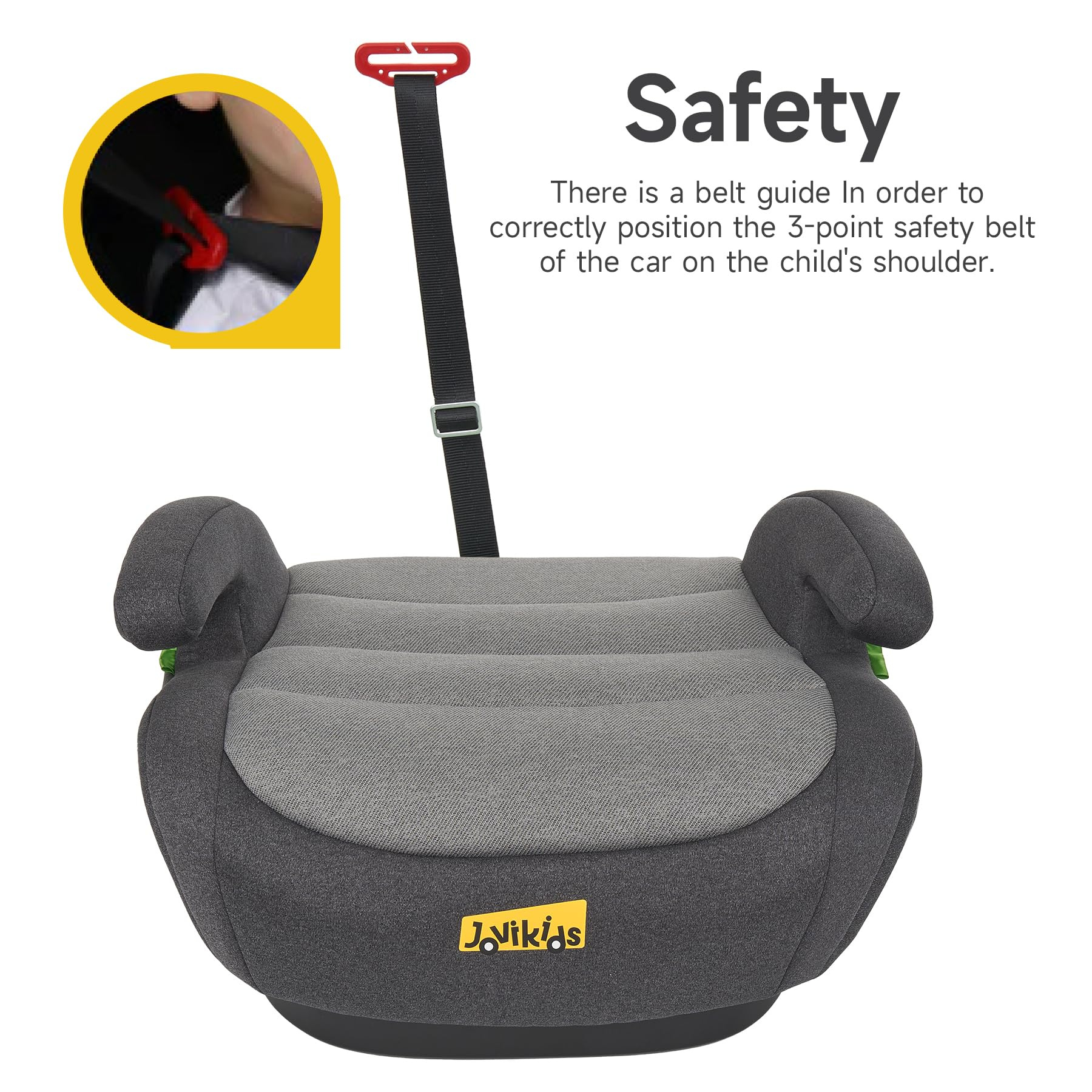 Jovikids OHHO+ I-Size ISOFIX Booster Car Seat – Gray (125–150cm / 6–12 Years)