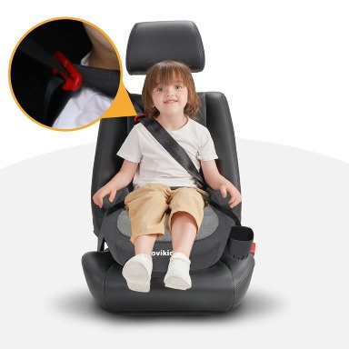 Jovikids OHHO+ I-Size ISOFIX Booster Car Seat – Gray (125–150cm / 6–12 Years)