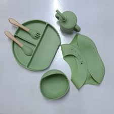 Premium Silicone Baby Feeding Set with Suction Plate, Bowl, Bib & Sippy Cup