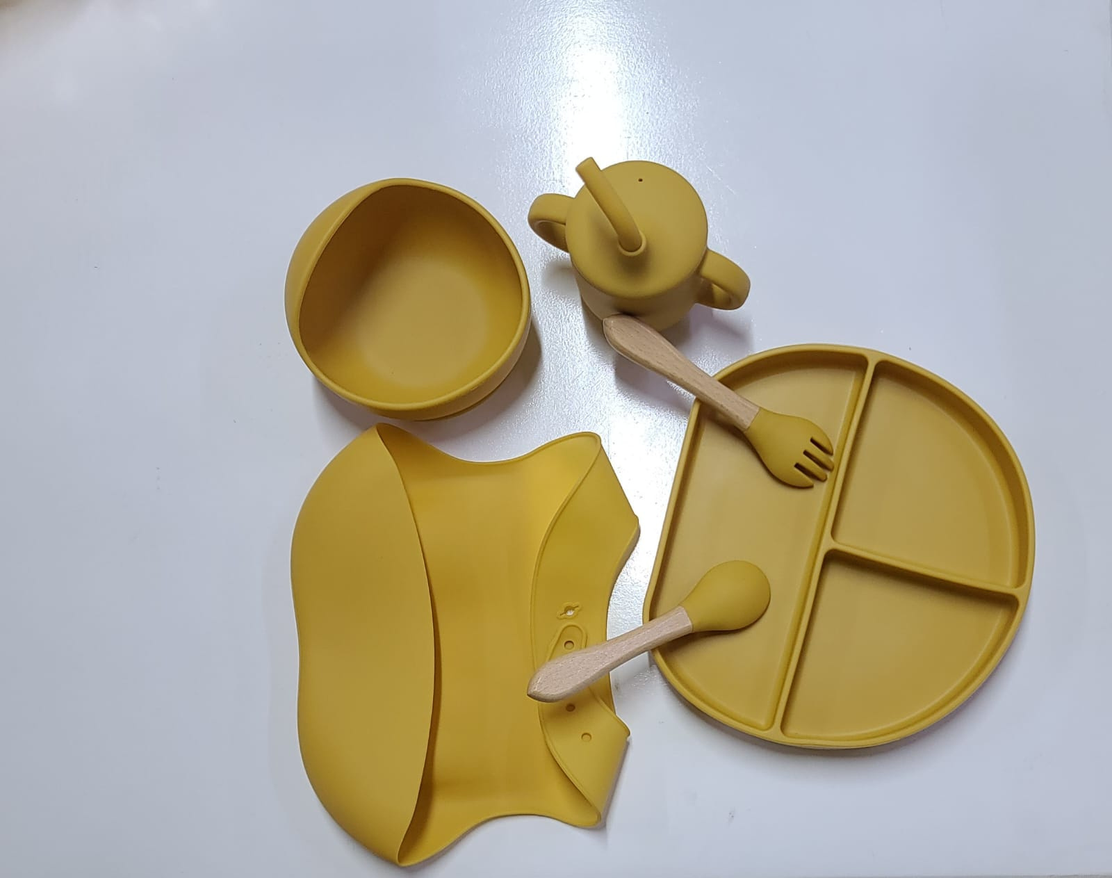 Premium Silicone Baby Feeding Set with Suction Plate, Bowl, Bib & Sippy Cup