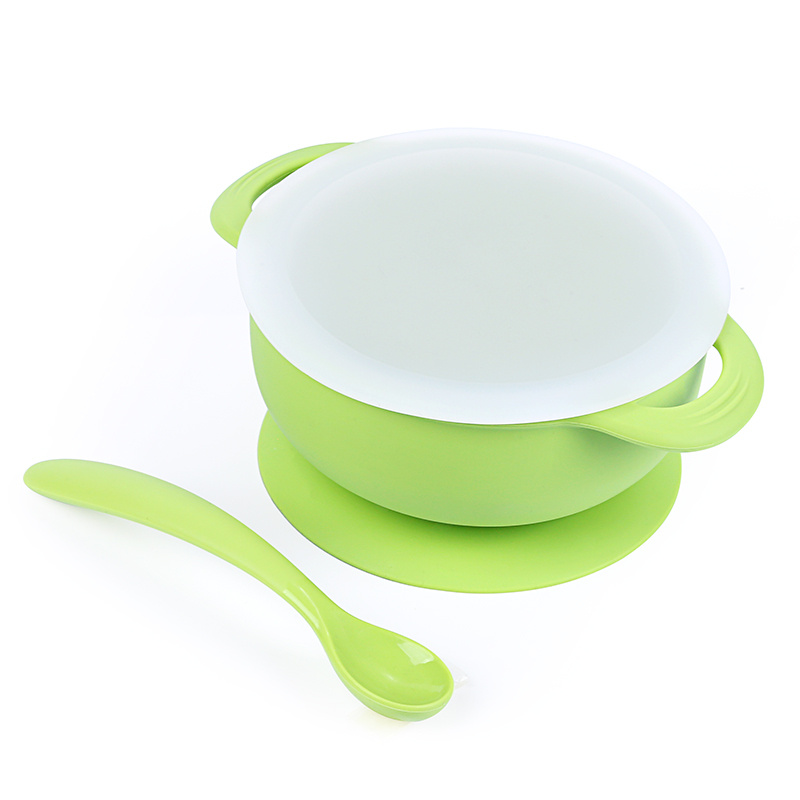 P Baby Suction Bowl and Spoon Set with Lid