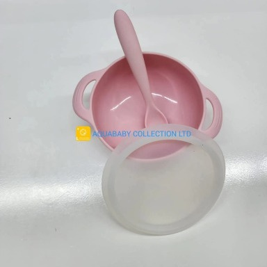 P Baby Suction Bowl and Spoon Set with Lid
