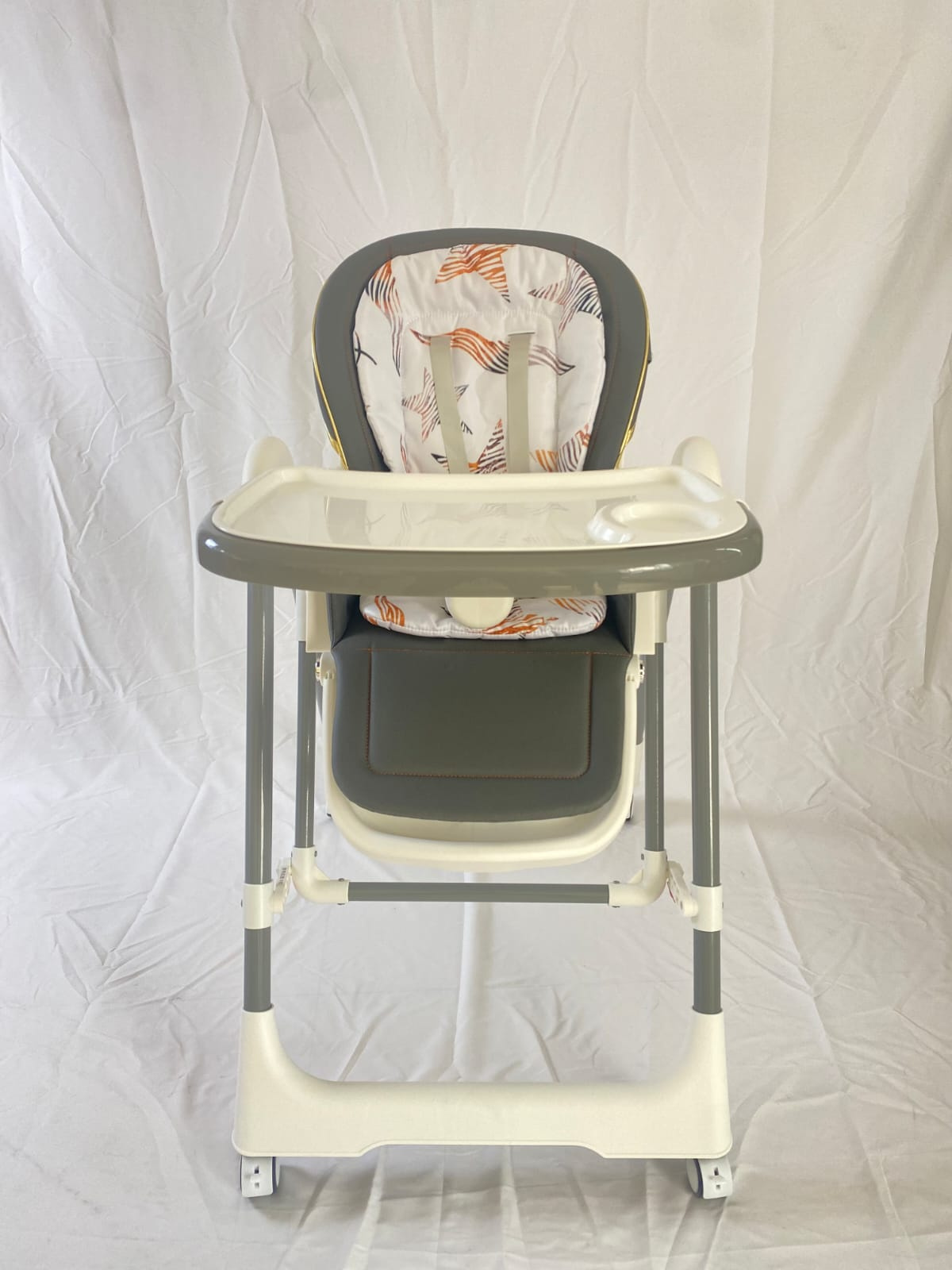 Manual adjustable  Dining High Chair & Manual Rocking Swing – Grey & Beige