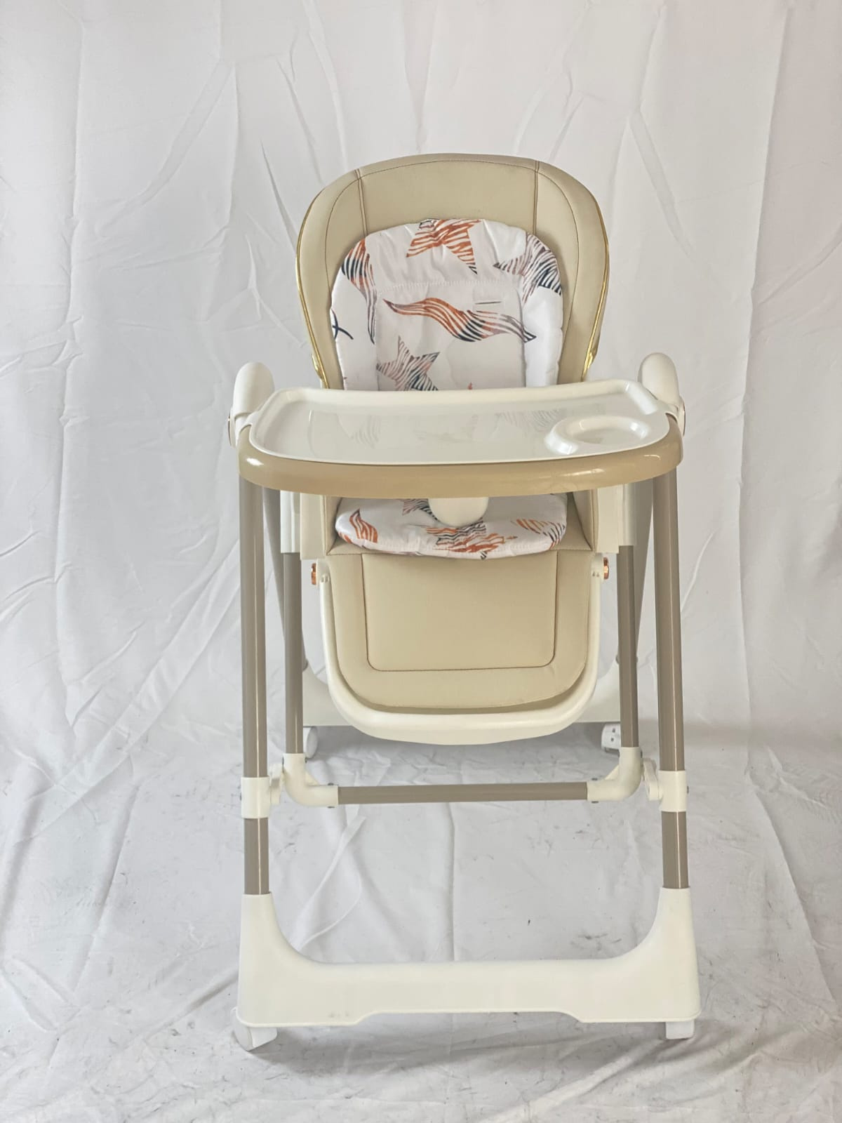Manual adjustable  Dining High Chair & Manual Rocking Swing – Grey & Beige