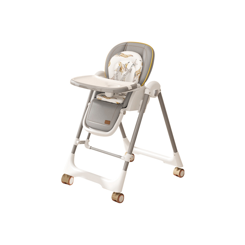 Manual adjustable  Dining High Chair & Manual Rocking Swing – Grey & Beige