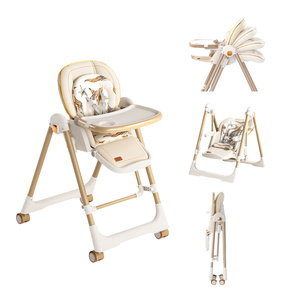 Manual adjustable  Dining High Chair & Manual Rocking Swing – Grey & Beige
