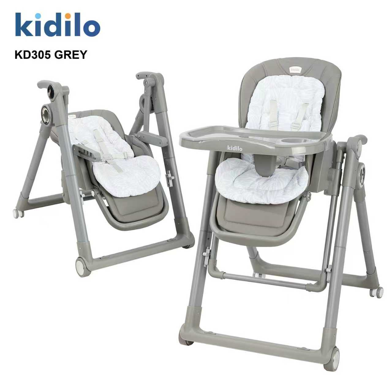 Kidilo KD305 2-in-1 Baby High Chair & Manual Swing – Foldable Adjustable Feeding Chair