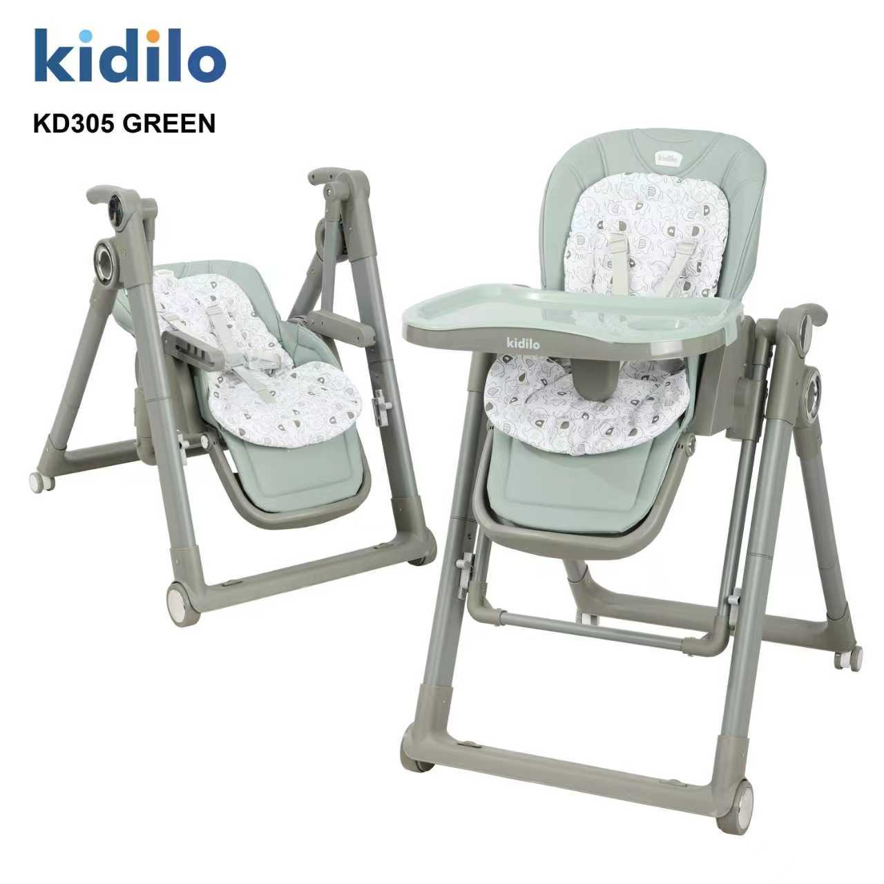 Kidilo KD305 2-in-1 Baby High Chair & Manual Swing – Foldable Adjustable Feeding Chair